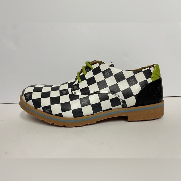 John Fluevog unisex oxford plaid check black white M 7/ W 9 - Picture 4 of 11